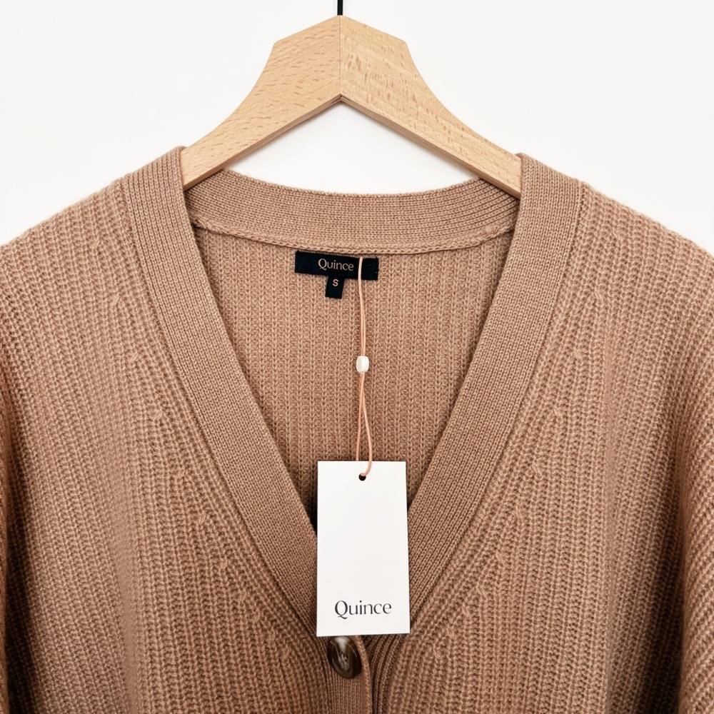 Quince Mongolian Cashmere Oversized Boyfriend Cardigan Sweater in Brown Size S - Picture 3 of 6